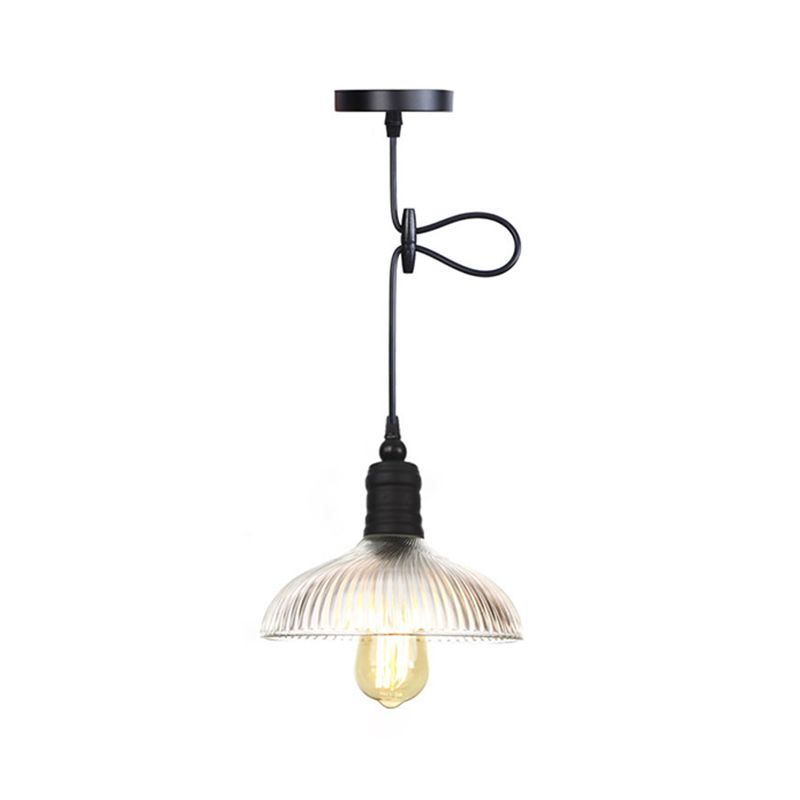 Heldere glazen schaduw hanglamp vintage industriële stijl enkele lamp hanglicht met 39,3 "verstelbare suspensiedraad