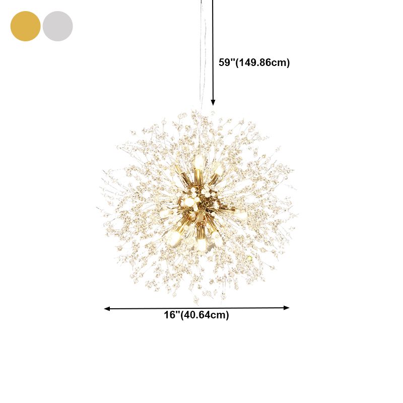 Simple Crystal Pendant Lighting Fixture Modern Style Hanging Chandelier for Living Room