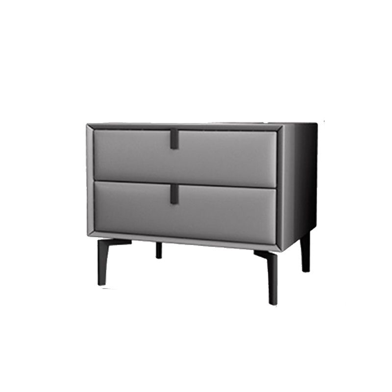 Faux Leather Bed Nightstand 2-drawer Accent Table Nightstand for Bedroom