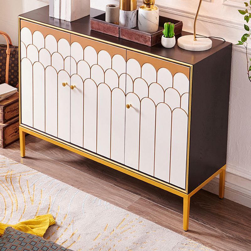 Glam Engineered Wood Sideboard Cabinet Server with Steel Legs