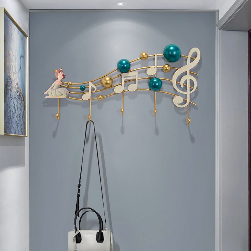 Glam Metal Hanger Wall-Mounted with Hooks Hall Tree Coat Hanger