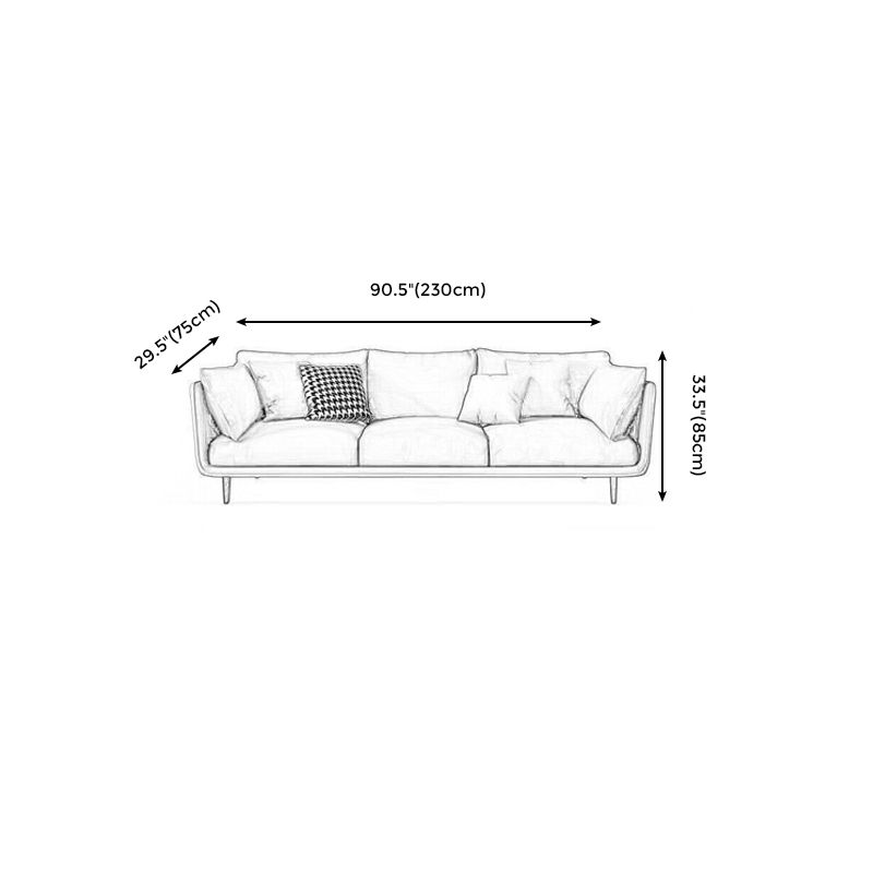 Scandinavian 3-seater Sofa Tuxedo Arm Couch with Sewn Pillow Back