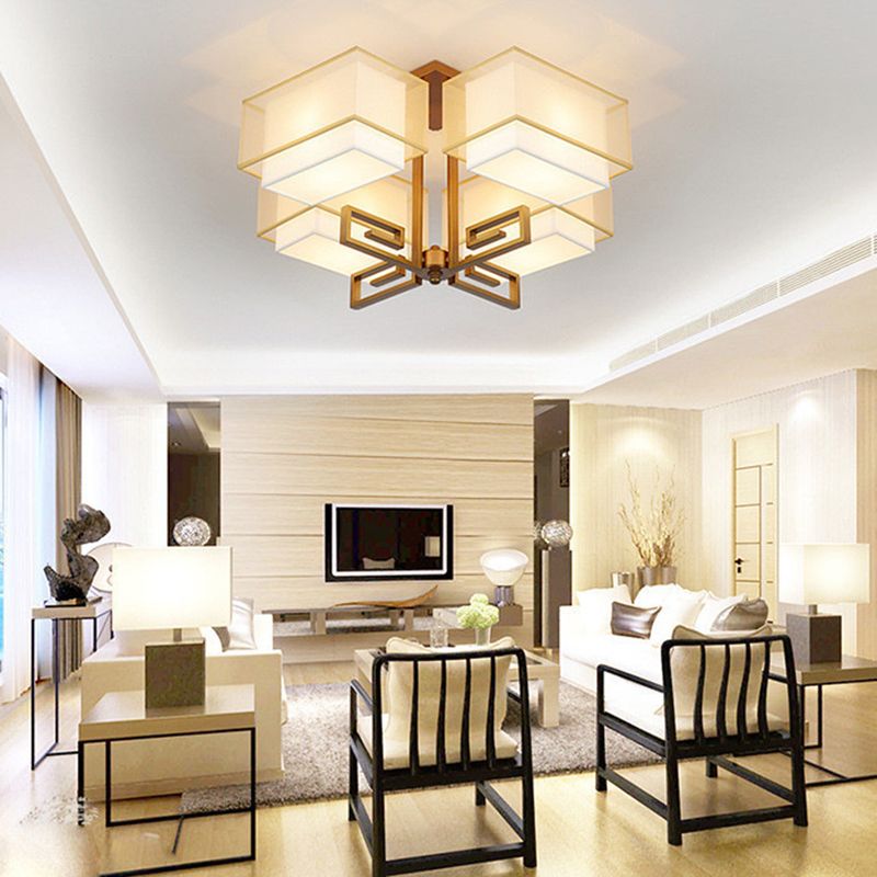 4-Lights Modern Style Flush Mount Fabric Ceiling Light for Bedroom