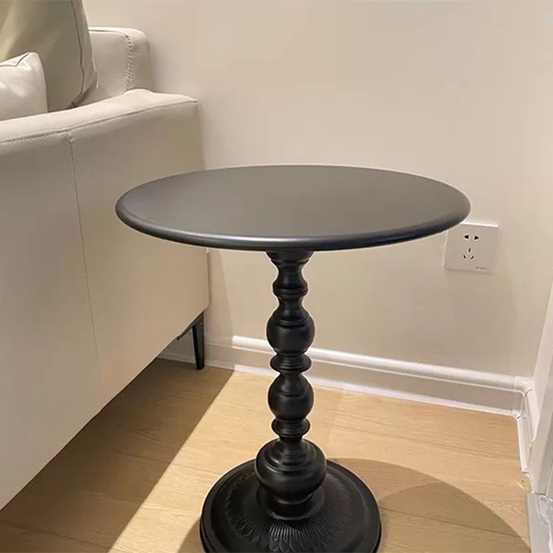 Mid-Century End Table Iron Pedestal Round Living Room Side Table