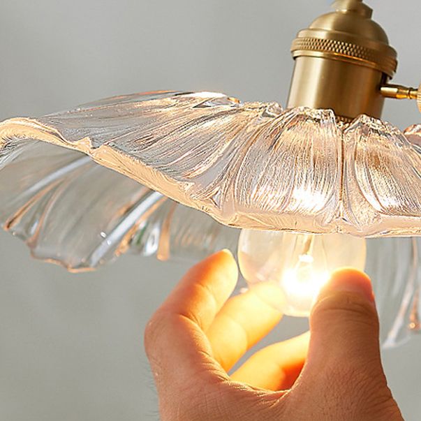 Glazen geschulpte hanglamp in industriële retro -stijl koper binnenhangende lamp