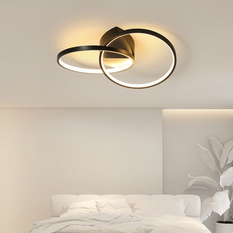 Circular Acrylique Shade LED Moup semi-flush dans le plafond intérieur en métal de style singulier moderne