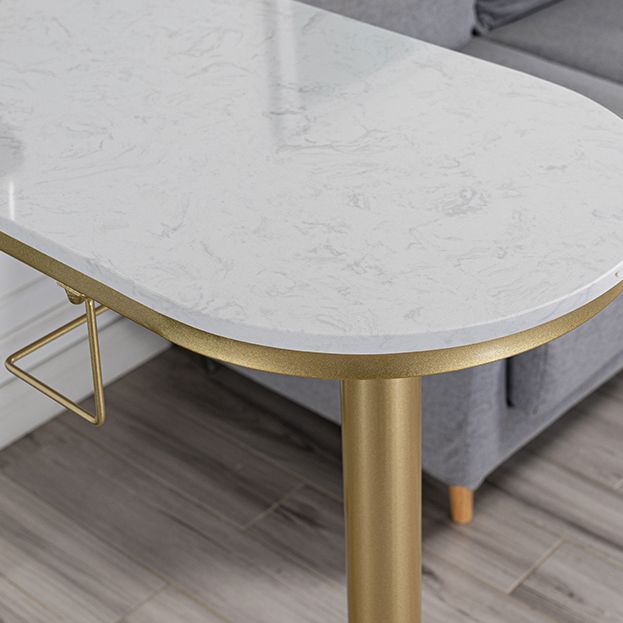 Glam White Marble Counter Table with Specialty Table Top Double Pedestal Table - 42" H