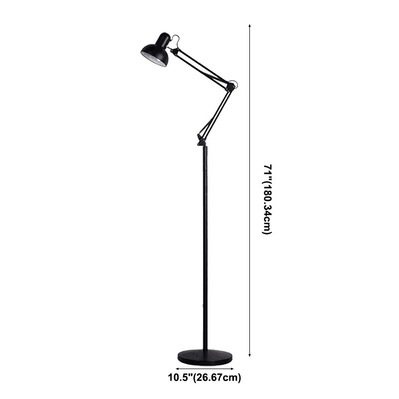 Swing Arm Metal Floor Lamp Nordic 1 Head Task Floor Light with Bowl Shade