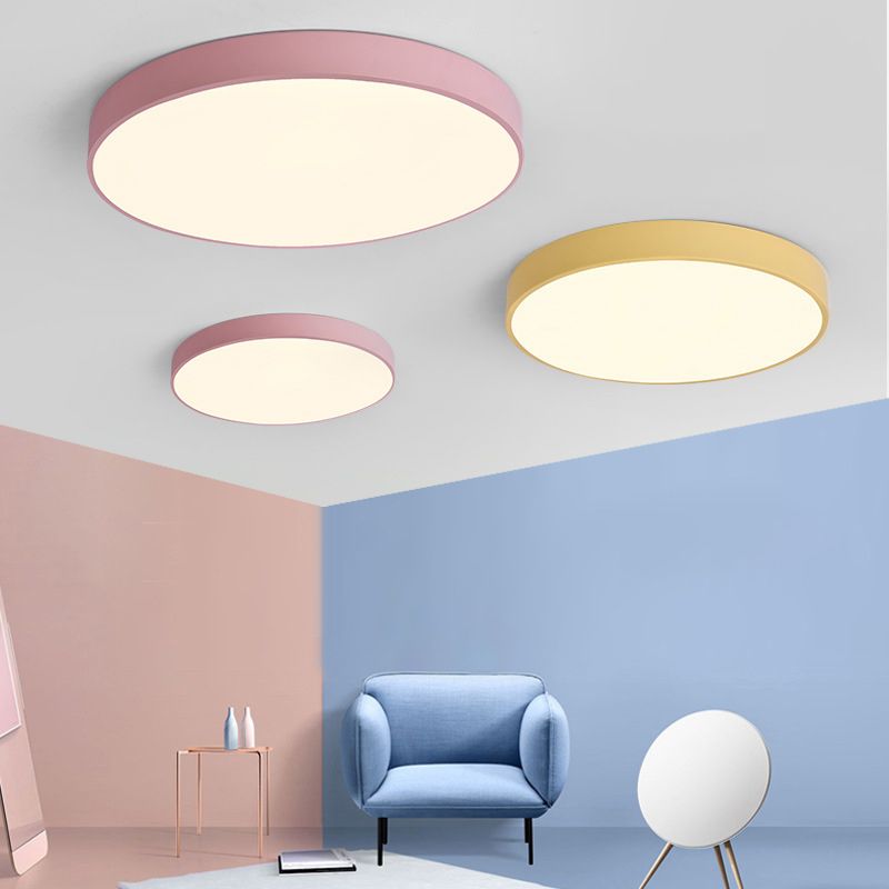 Nordic Style LED Flush Mount Ceiling Fixture Circular Ceiling Mounted Light with Acrylic Shade