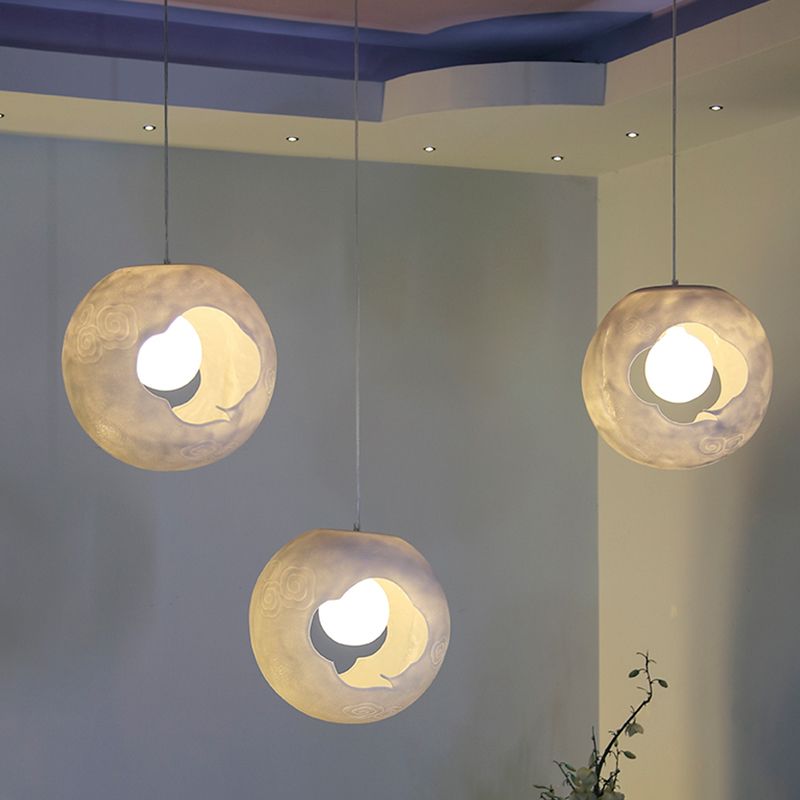 1 lamp slaapkamer hangende lampkit moderne stijl witte slinger licht met lasergesneden balhars schaduw