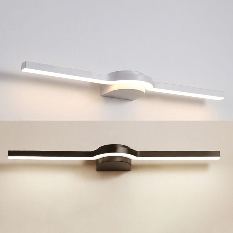 Metal Linear Shape Wall Light Modern 1-Light Mirror Mounted Light Fixture