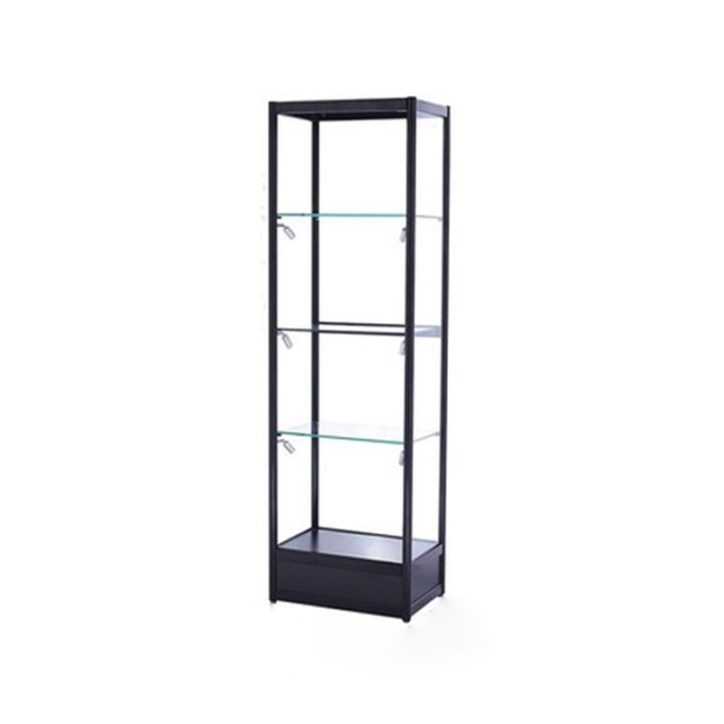 Metal Curio Cabinet Modern Black Display Stand with Three Glass Shelves