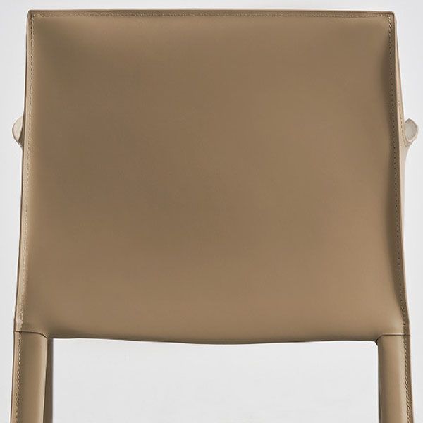 Contemporary Solid Back Side Chair with Arms Matte Finish Faux Leather Dining Chair