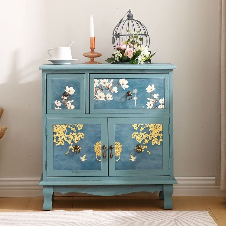 Traditional Style Storage Chest Dresser Solid Wood Combo Dresser with Drawers and Door