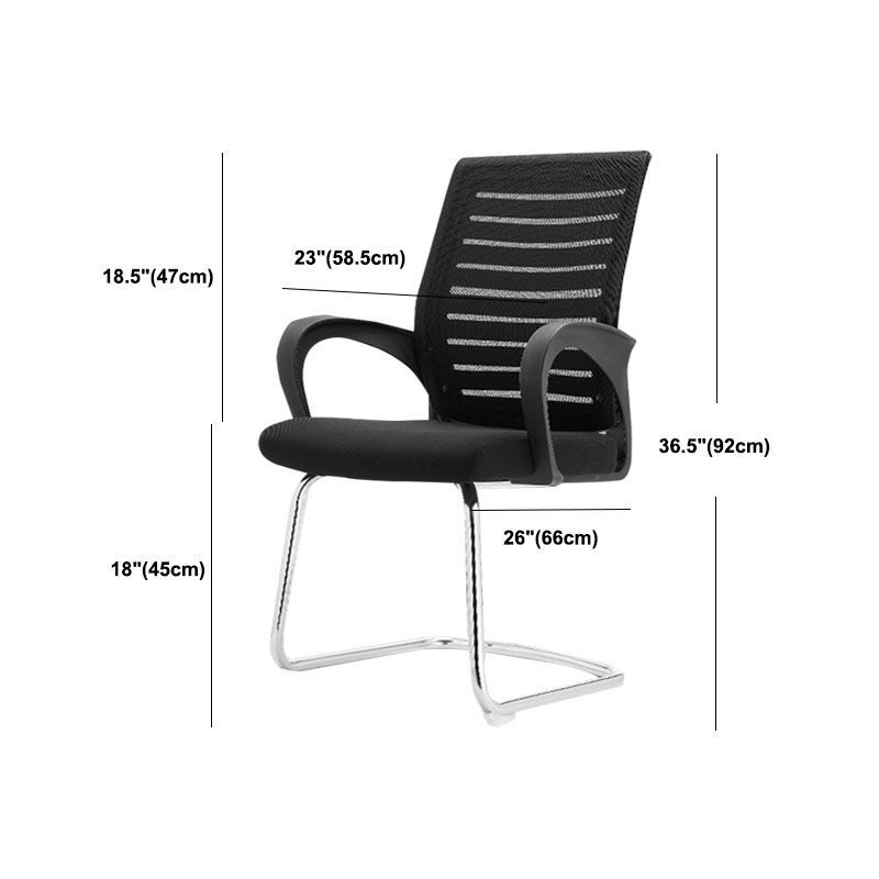 Modern Fixed Arms Desk Chair Lumbar Support Steel Office Chair