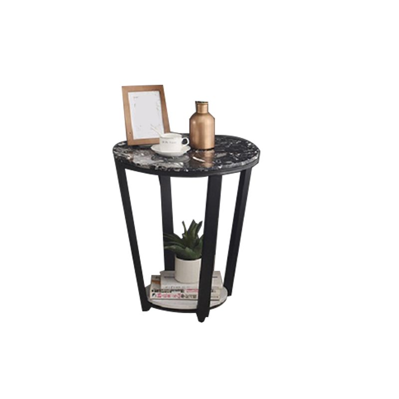 Contemporary Faux Marble Accent Table Nightstand 22.83" Tall Bed Nightstand with 2 Shelves