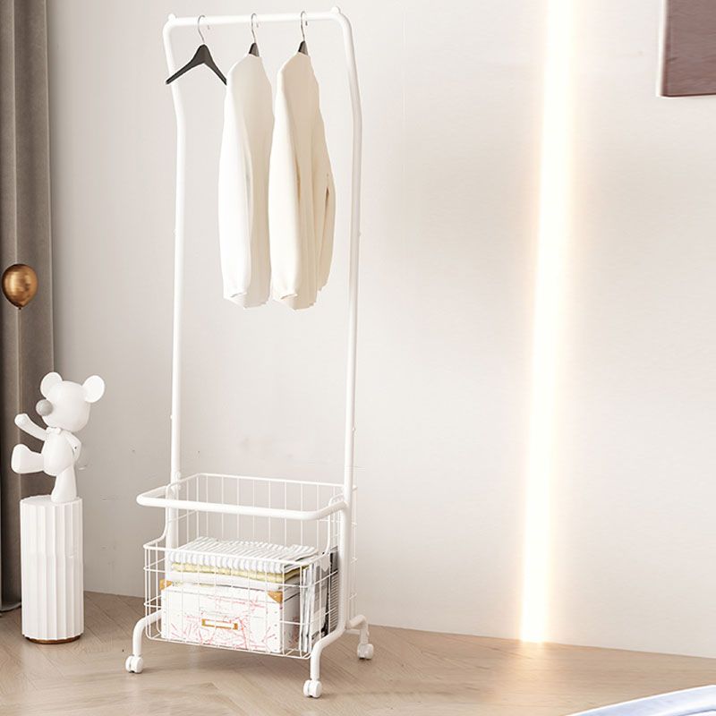 Modern Entryway Kit Coat Hanger Castors and Basket Storage Shelf Coat Rack