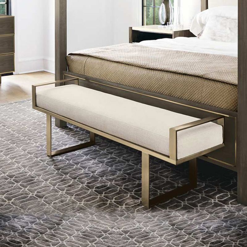 13.8" Wide Upholstered Seating Bench Cushioned Beige Entryway and Bedroom Bench with Legs