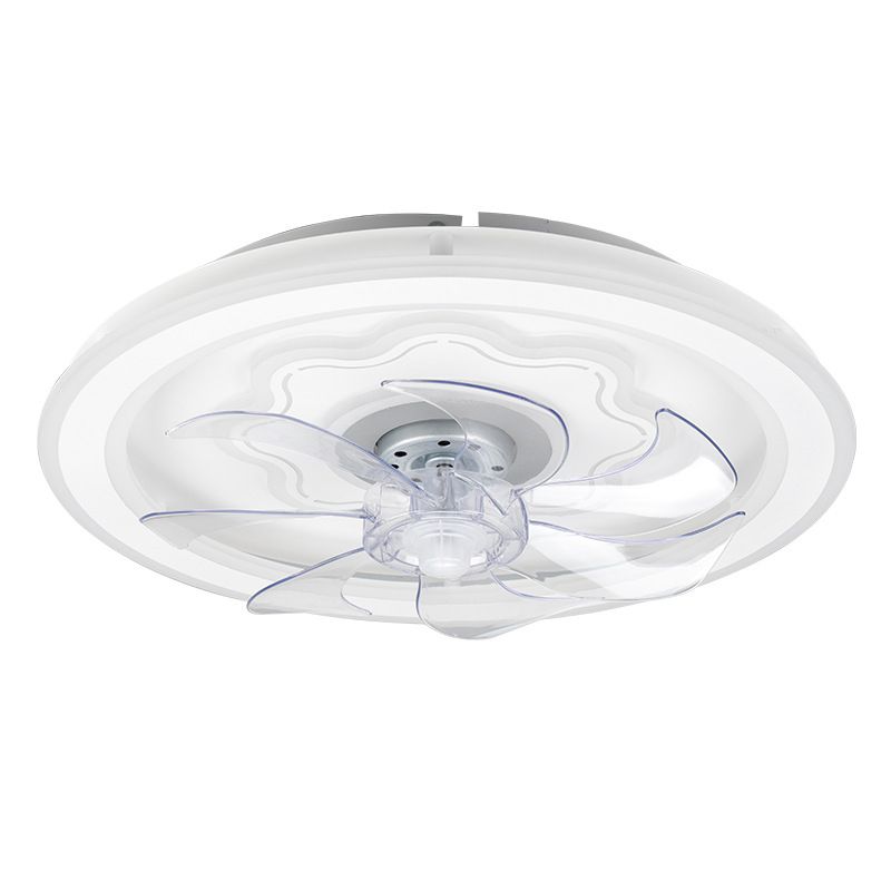 7-Blade White Ceiling Fan Modern Metallic Fan with Light for Foyer