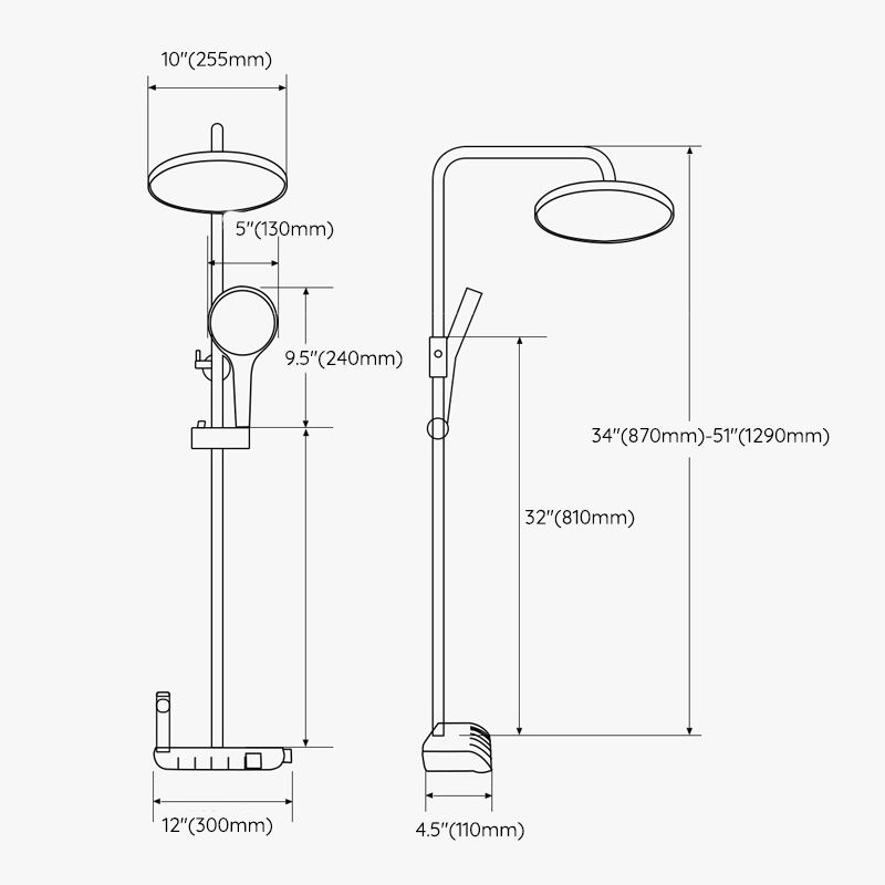 Modern Shower Set Handheld Shower Head Slide Bar Wall Mounted Shower System