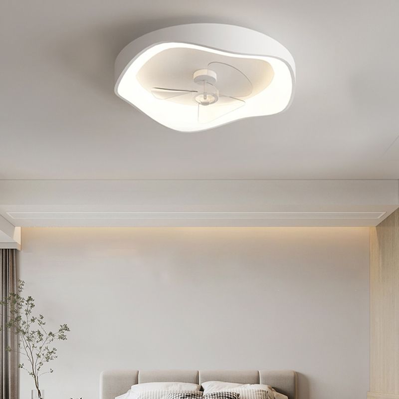 Geometric Shape Metal Ceiling Fans Modern Style 1-Light Ceiling Fan Fixtures in White