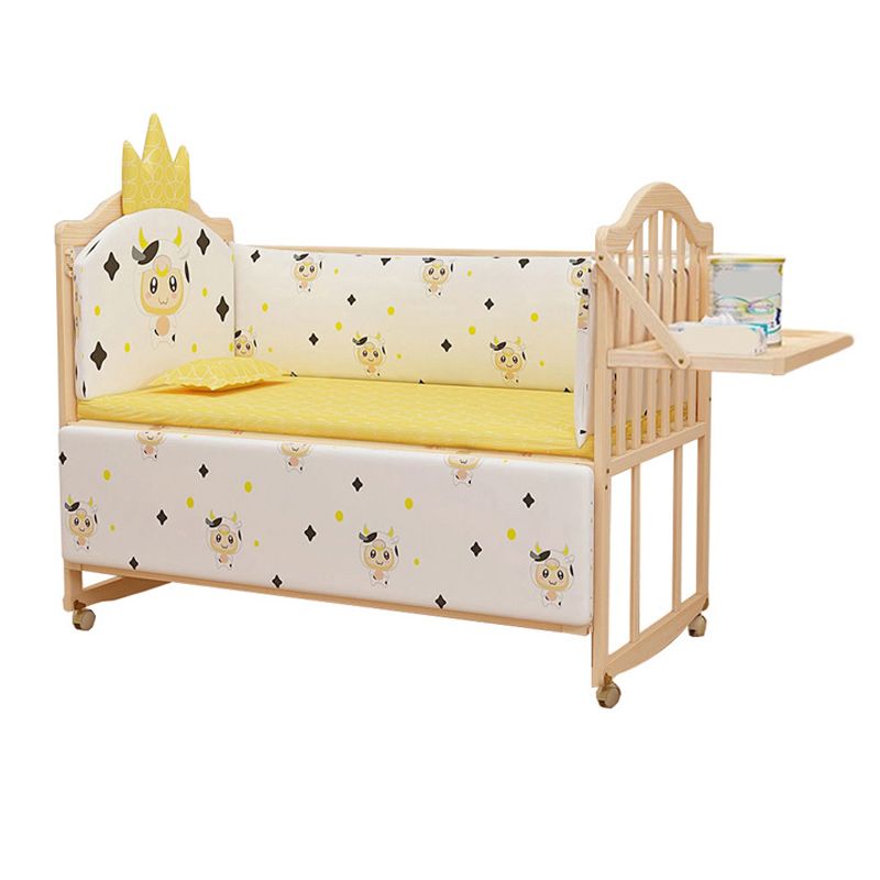 3-in-1 Convertible Crib in Natural Modern Solid Wood Nursery Bed