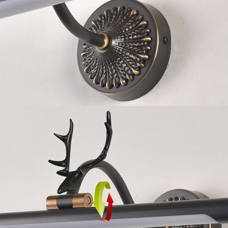 Modern Luxury Style Cylindrical Wall Mounted Vanity Lights Copper Vanity Wall Light Fixtures with Antlers