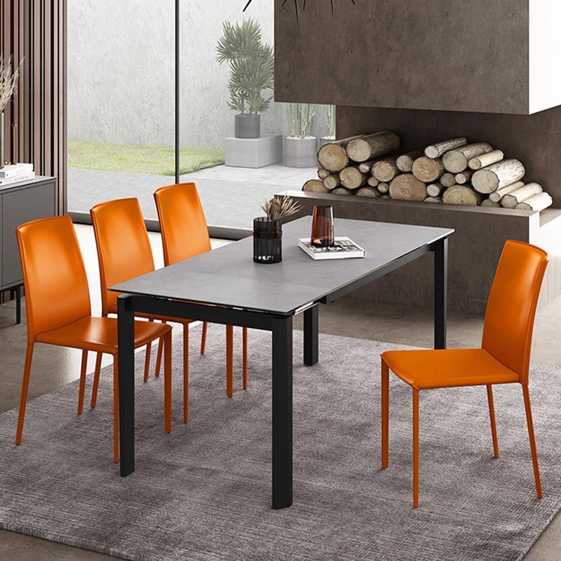 Contemporary Leather Side Dining Chair Parsons Armless Chair for Dining Room