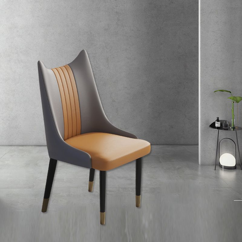 Nordic Style Leather Dining Chairs Armless Solid Back Chair for Home