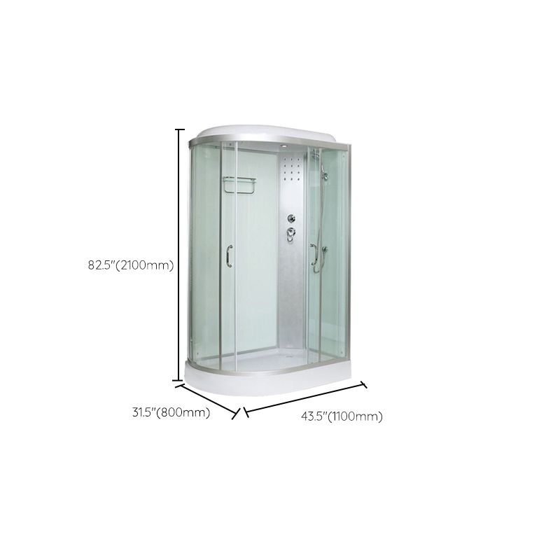 Tempered Glass Double Sliding Shower Enclosure White Frame One Piece Shower Enclosure