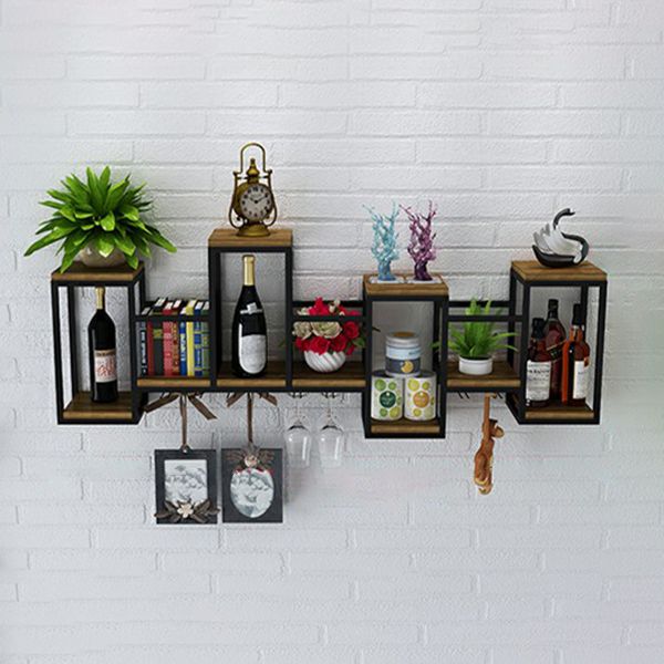 Metal Wall Mounted Wine Bottle & Glass Rack Modern Wine Rack Kit