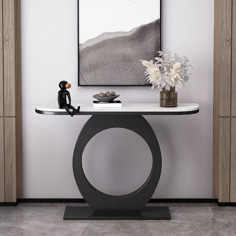 Half Moon Console Table with Pedestal Base for Hall Accent Table