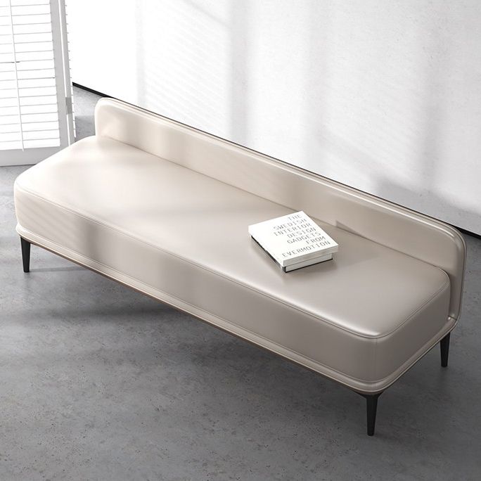 Genuine Leather Low-Back Bedroom Bench Modern 20"H Seating Bench with 4 Metal Legs