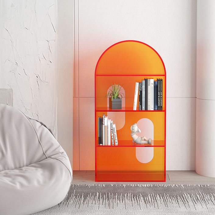 Acrylic Bookshelf Scandinavian Style Orange Open Back Bookcase for Home Office Study Room