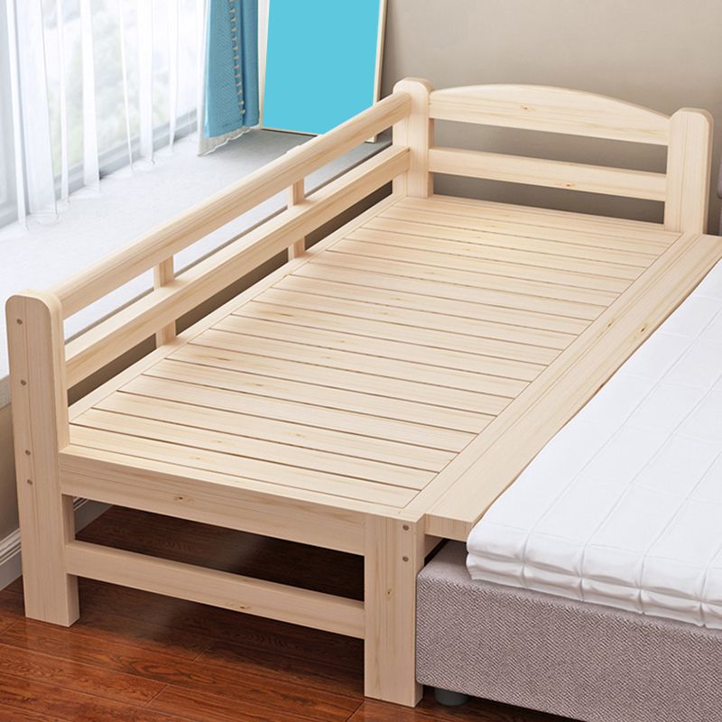 Modern Natural Standard Bed Solid Wood Panel Bed with Headboard