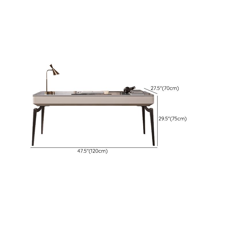 2 Drawers Task Desk Rectangular Shaped Office Desk in Grey for Office