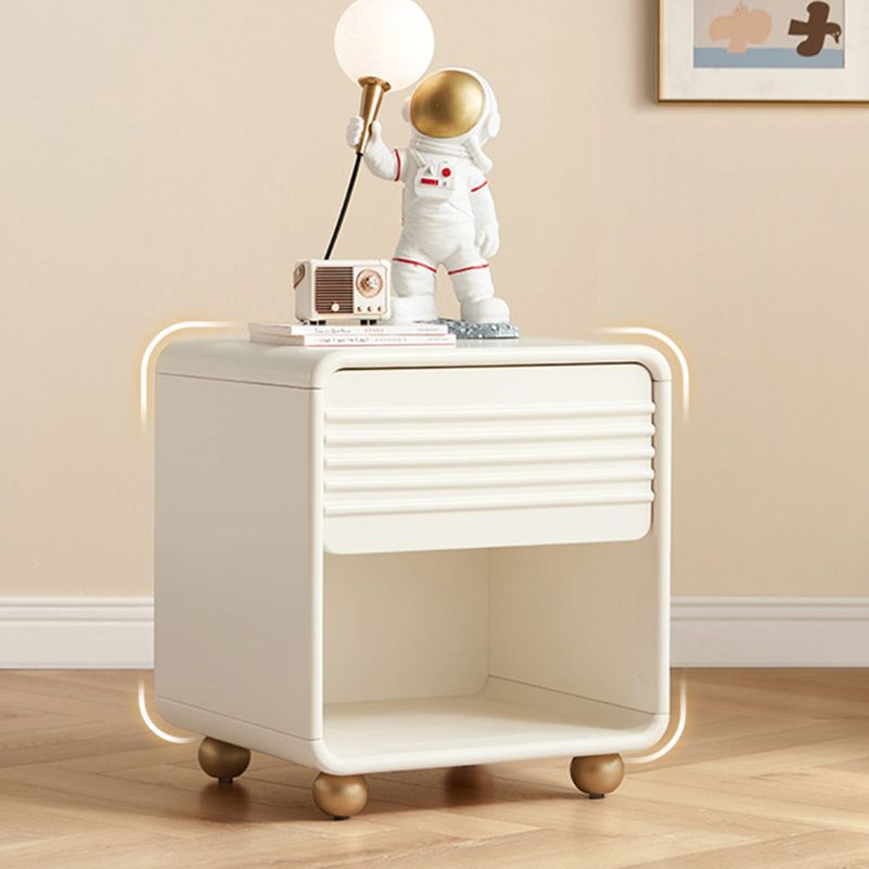 White Modern Cabinet Included Wood 19.69 " H Kids Bedside Table