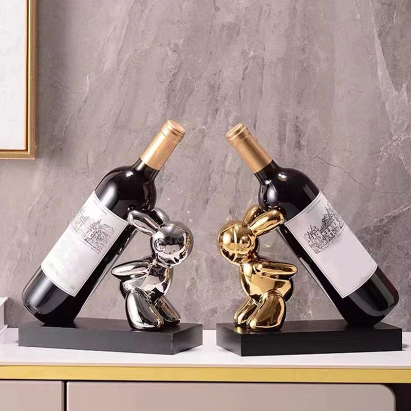 Modern Simple Ceramic Wine Rack Rabbit Shape Wine Bottle Rack for Kitchen