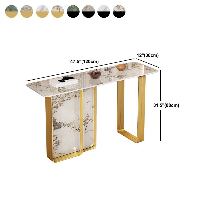 11 Inch Wide Glam Accent Table Stone Rectangle Console Accent Table