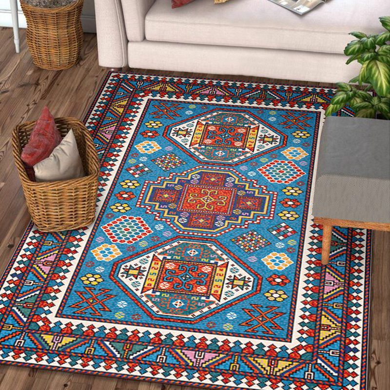 Moroccan Florentine Tile Rug Polyester Area Carpet Non-Slip Backing Indoor Rug for Home Decoration