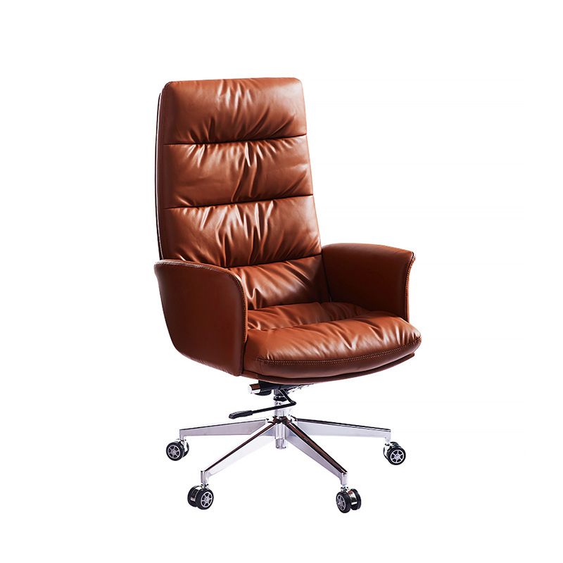 Modern Fixed Arms Desk Chair Height-adjustable Office Chair with Wheels