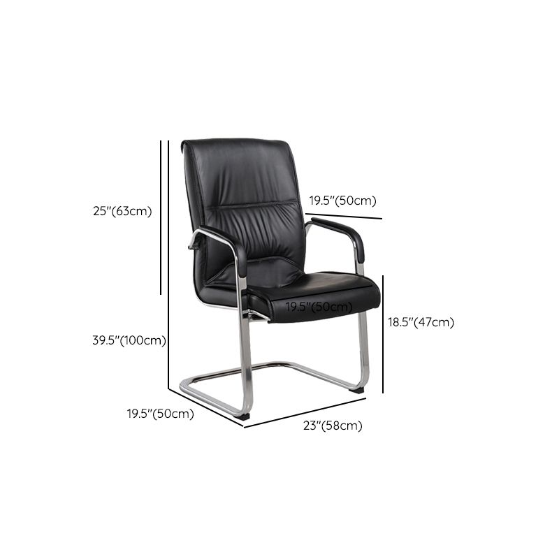 Contemporary Desk Chair Black Leather Arms Included Office Chair