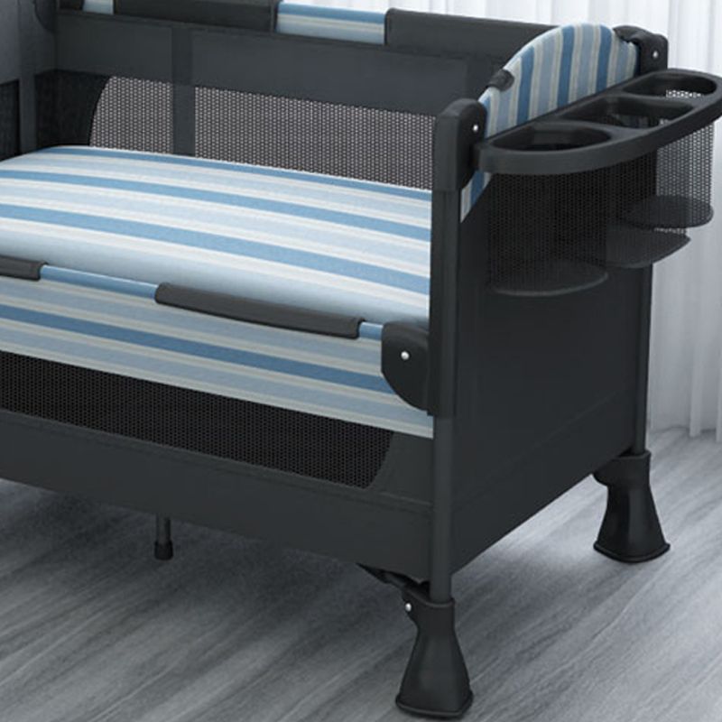 Modern Acrylic Black with Guardrail with Casters/Wheels Nursery Bed