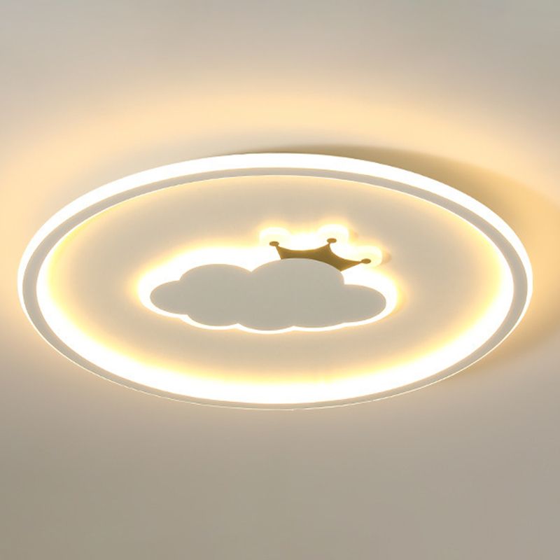 Round Shape Flush Mount Modern Style Acrylic 1 Light Flush Light in White