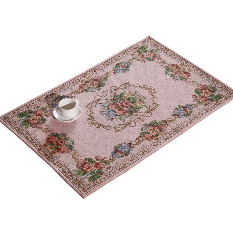 Victorian Flower Framework Rug Multi Color Synthetics Rug Washable Non-Slip Stain Resistant Rug for Bedroom