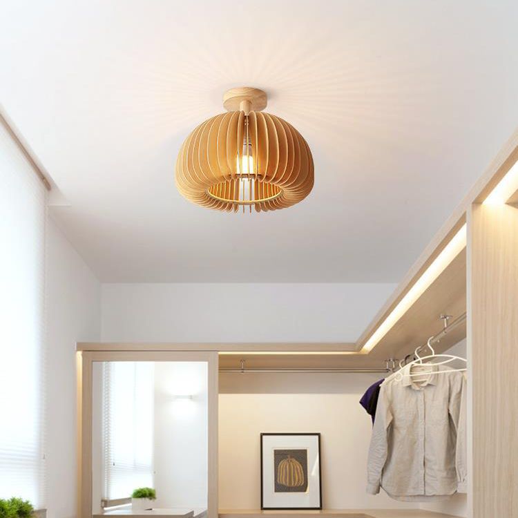 Wood Flush Ceiling Lights Modern Style 1 Light Flush Mount Lighting for Dining Room