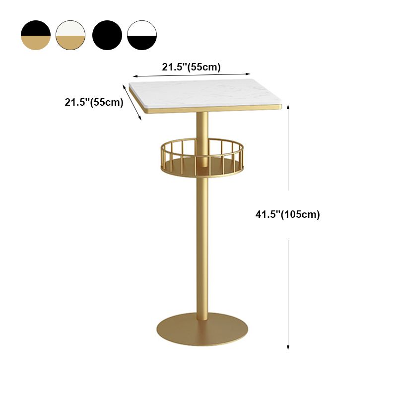 White Glam Style Round Table in Faux Marble and Metal Milk Tea Shop Bar Table