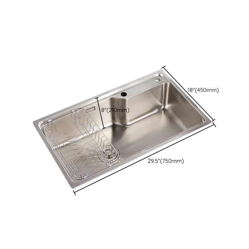 Stainless Steel 1 Holes Sink Contemporary Kitchen Sink with Basket Strainer