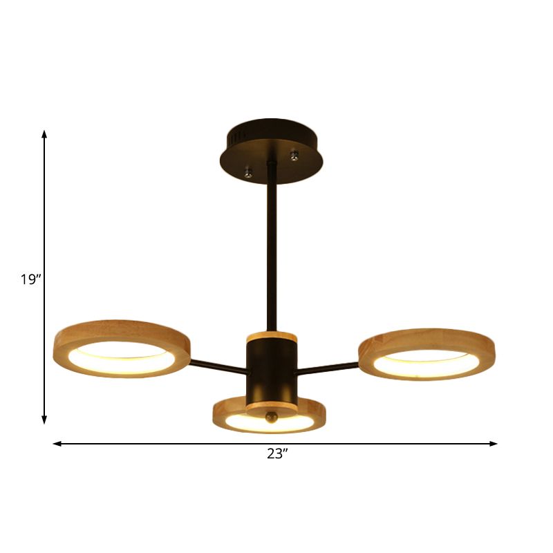 Houten sputnik kroonluchter hanglamp modern modern 3/5/6 lichten zwarte led hangende plafondlamp in natuurlijk licht