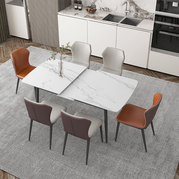 Modern 1/4/5/7 Pieces Dinette Set with White Sintered Stone Top Scalable Dining Table Set